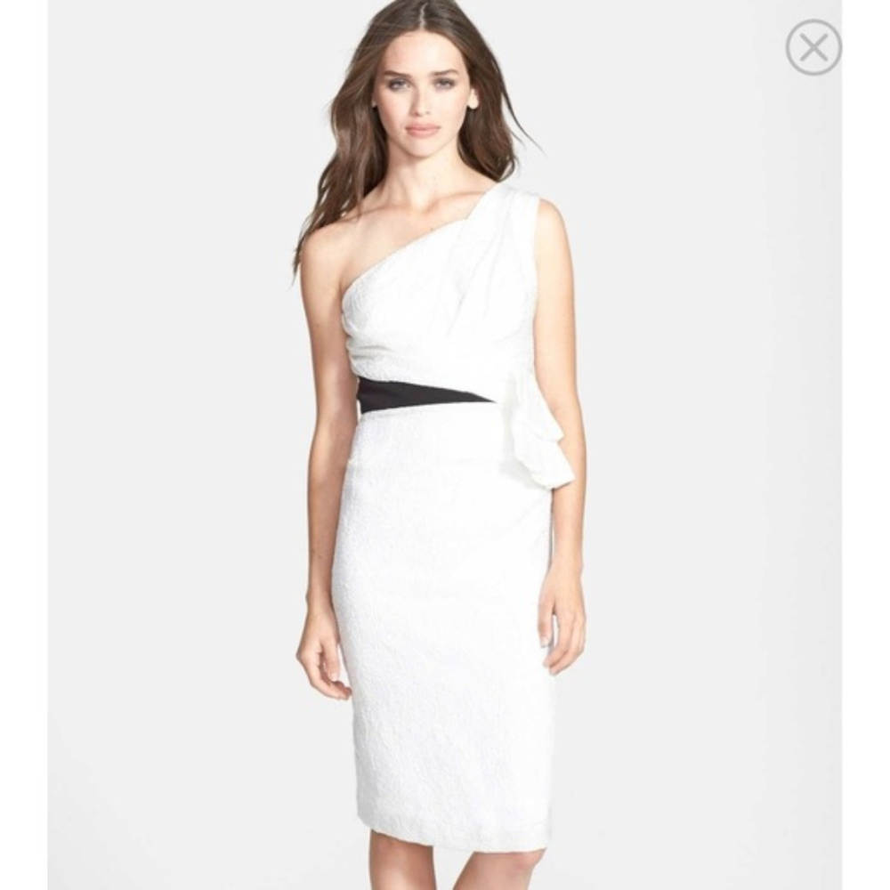 NWT One shoulder Ruffled Jacquard Vera Wang Dress